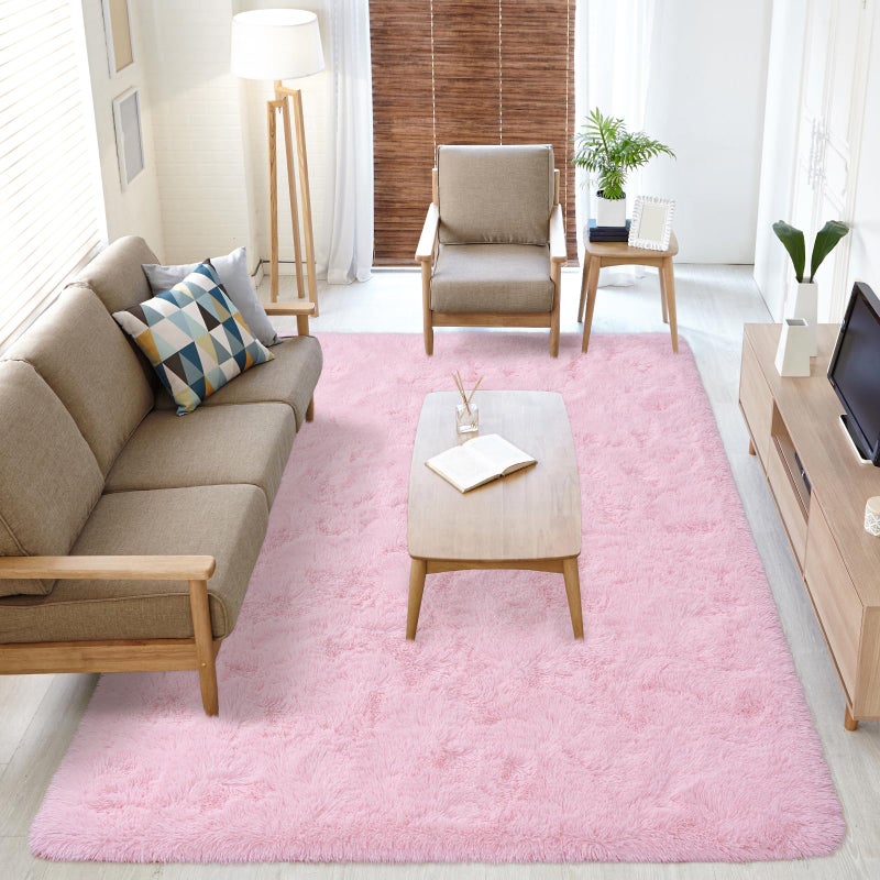 Softlife Light Pink Area Rug for Living Room, Fluffy Shag Plush 5.3x7.6 Rugs for Bedroom Girls, Shaggy Soft Fuzzy Kids Large Carpet for Dorm Bedside Ultra Cozy Non-Slip Indoor Decor - Image 5